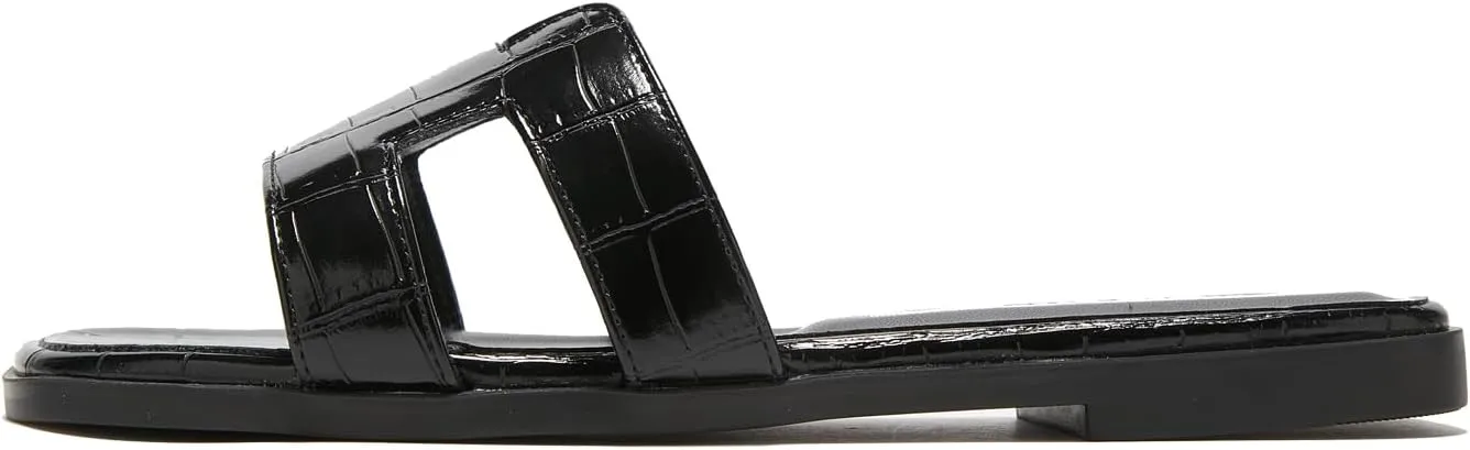 TRULAND H Strap Flat Slide Sandals for Women - Cute Fashion Open Square Toe Summer Dressy Sandals