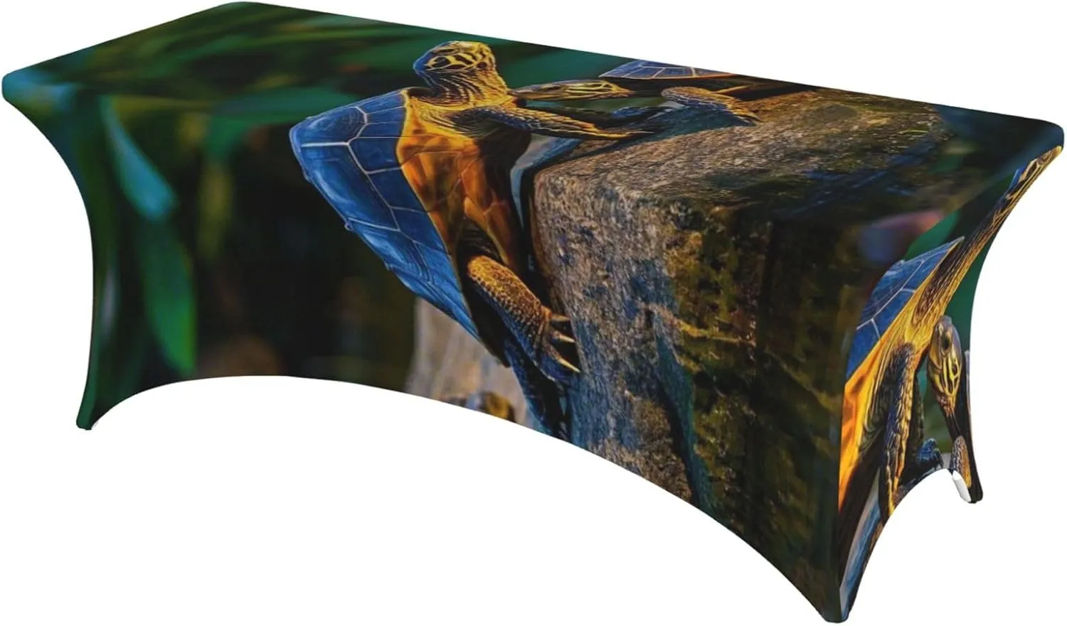Twilight Turtles Print Table Cloth for 6FT Table, Washable Fitted Table Covers for Rectangular, Wedding, Outdoor