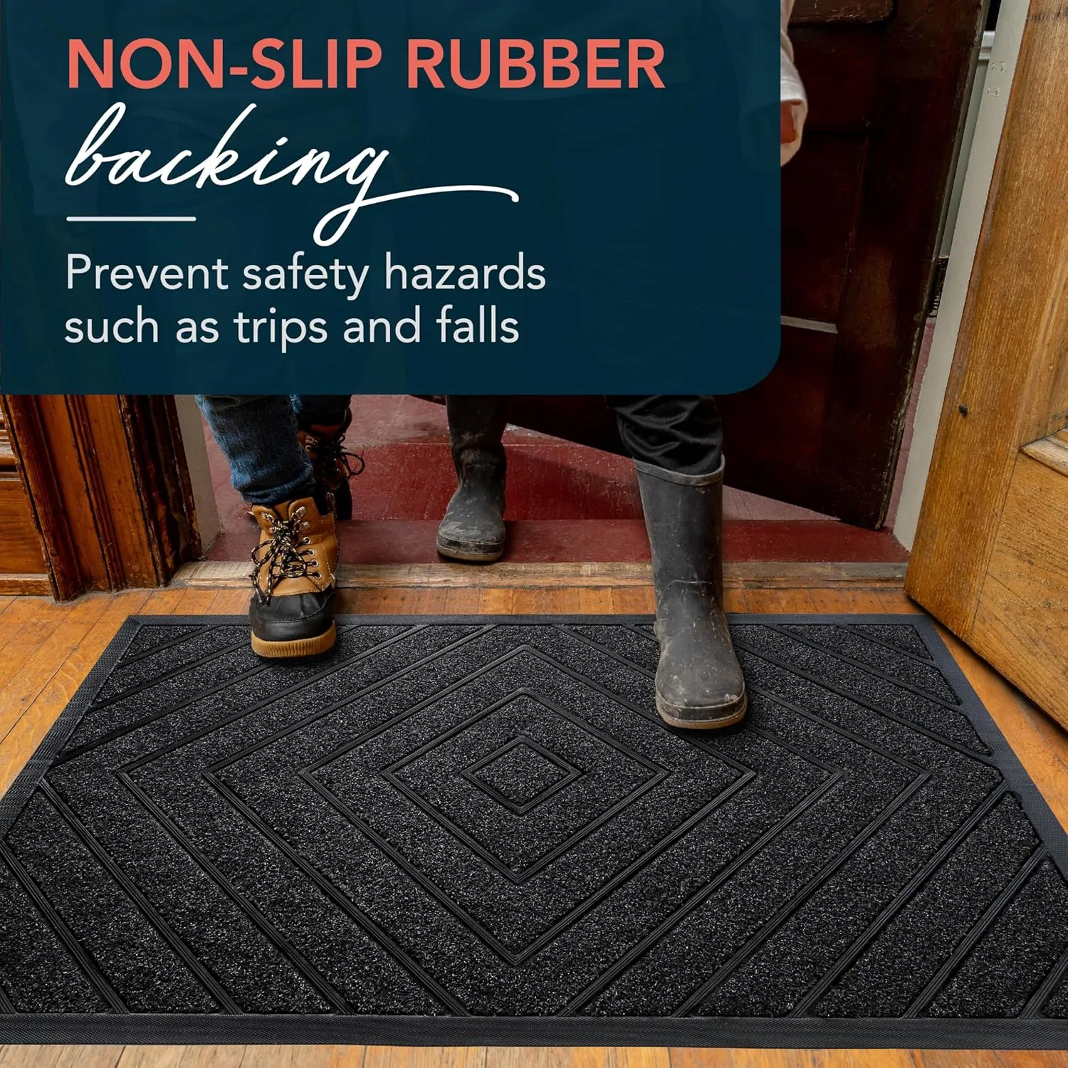ubdyo Large Extra Durable Door Mat - Dirt Trapping Outdoor Welcome Mats - Non-Slip Door Mats - Low Profile Front Doormat Outdoor Entrance (36" x 24", Bright Grey)