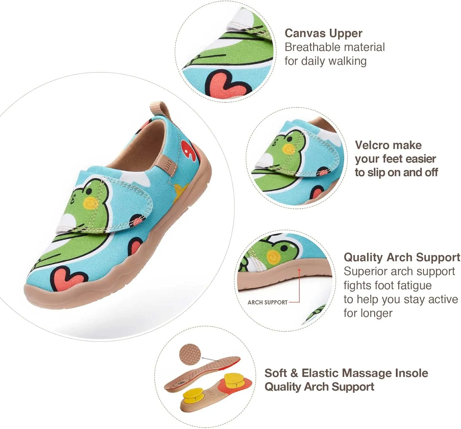 UIN Kid's Casual Slip-on Canvas Loafers Boys Girls Shoes Fashion Sneakers Funny Painted Travel Shoes