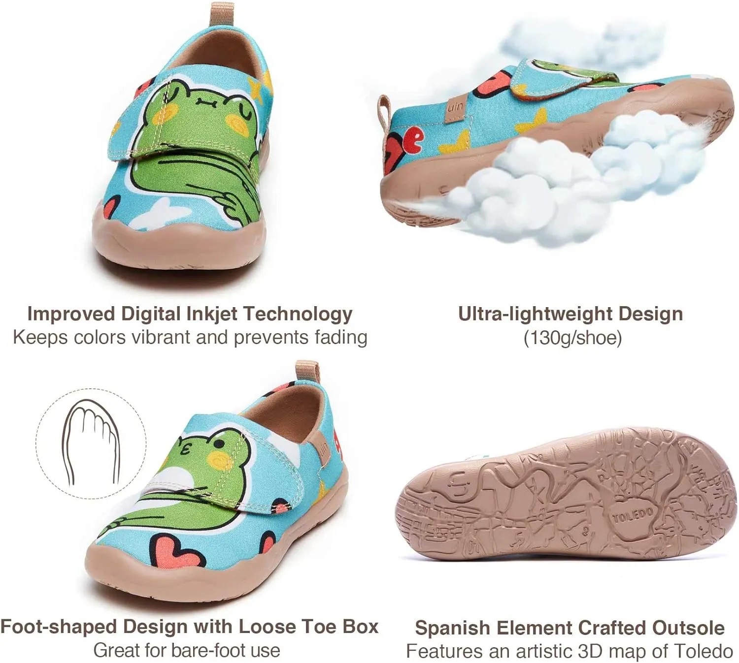 UIN Kid's Casual Slip-on Canvas Loafers Boys Girls Shoes Fashion Sneakers Funny Painted Travel Shoes