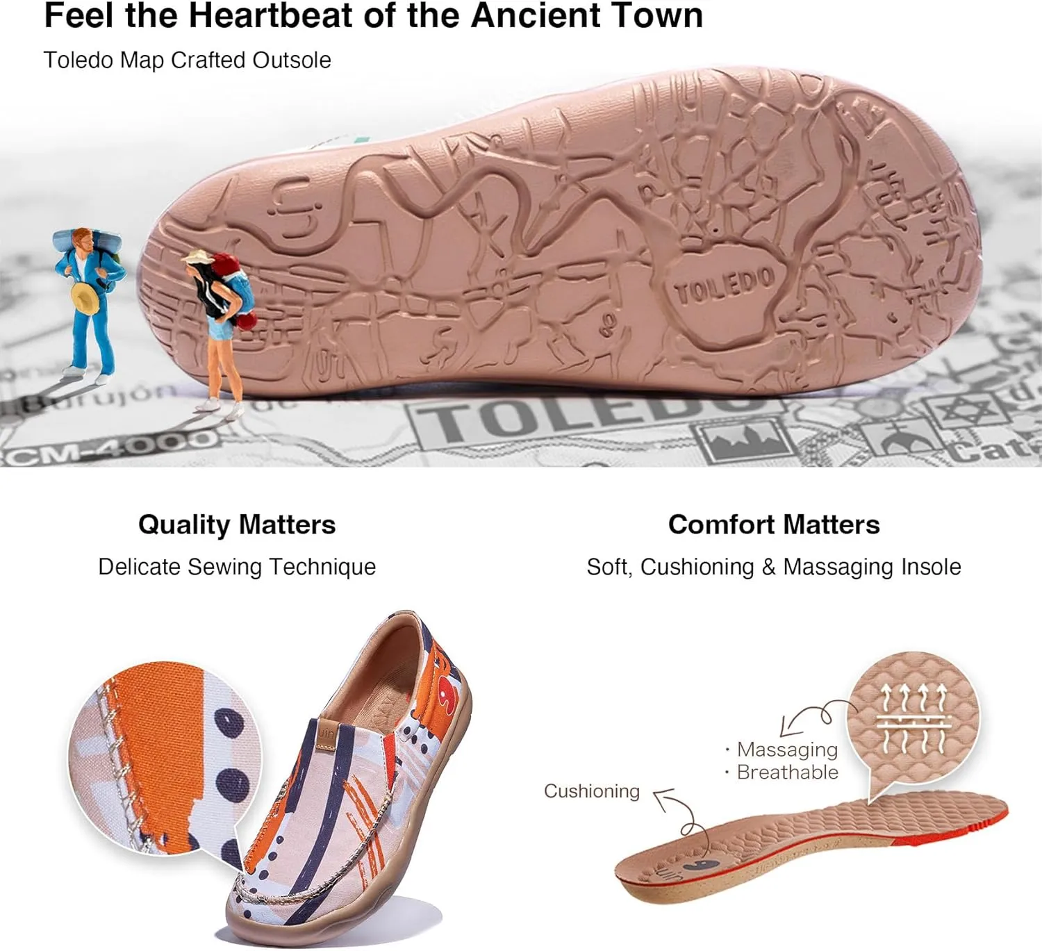 UIN Women's Art Travel Shoes Slip On Casual Loafers Lightweight Comfort Fashion Sneaker Nerja
