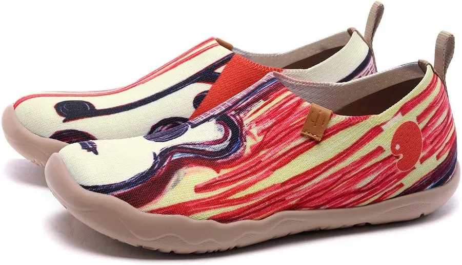 UIN Women's Slip On Sneakers Casual Loafers Knitted Art Painted Comfort Soft Walking Shoes