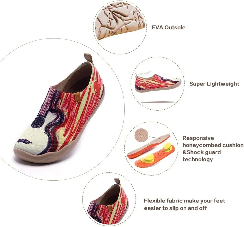 UIN Women's Slip On Sneakers Casual Loafers Knitted Art Painted Comfort Soft Walking Shoes