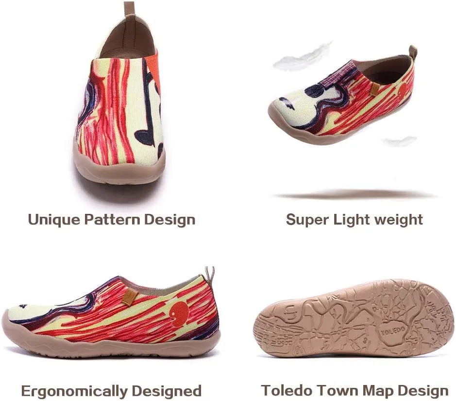 UIN Women's Slip On Sneakers Casual Loafers Knitted Art Painted Comfort Soft Walking Shoes