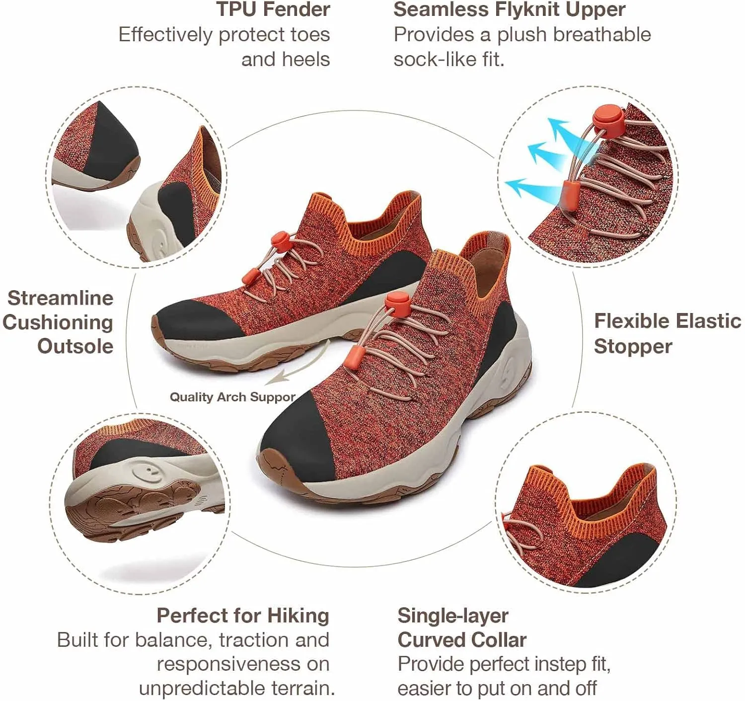 UIN Women's Walking Travel Shoes Slip On Outdoor Non-Slip Lightweight Comfort Hiking Sneaker Cazorla