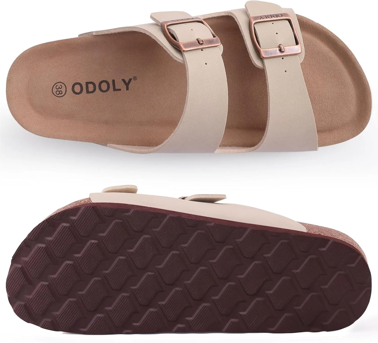 Unisex Cork Footbed Slide Sandal, Arch Support Summer Outdoor Sandals with Adjustable Buckle for Women and Men