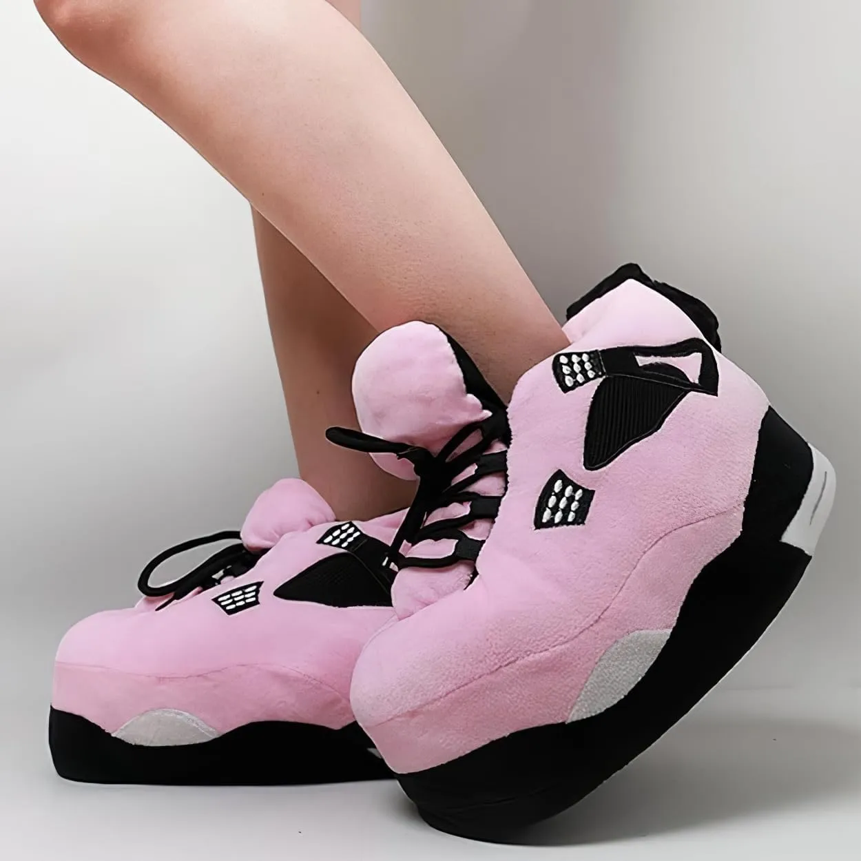 Unisex Cosy Trendy Big Sneaker Slippers Comfy Kicks Non Slip Sole Indoor House Plush Slippers - One Size Fits Most