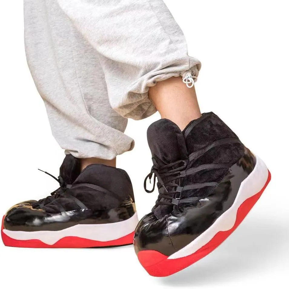 Unisex Cosy Trendy Big Sneaker Slippers Comfy Kicks Non Slip Sole Indoor House Plush Slippers - One Size Fits Most
