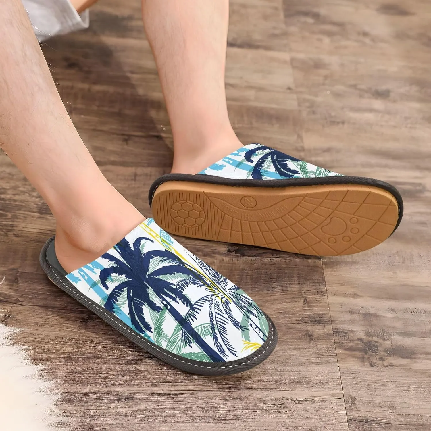 Unisex Fuzzy Foam Slippers Non-Skid Slip-on Soft Warm Sole Fleece Shoes 4-11