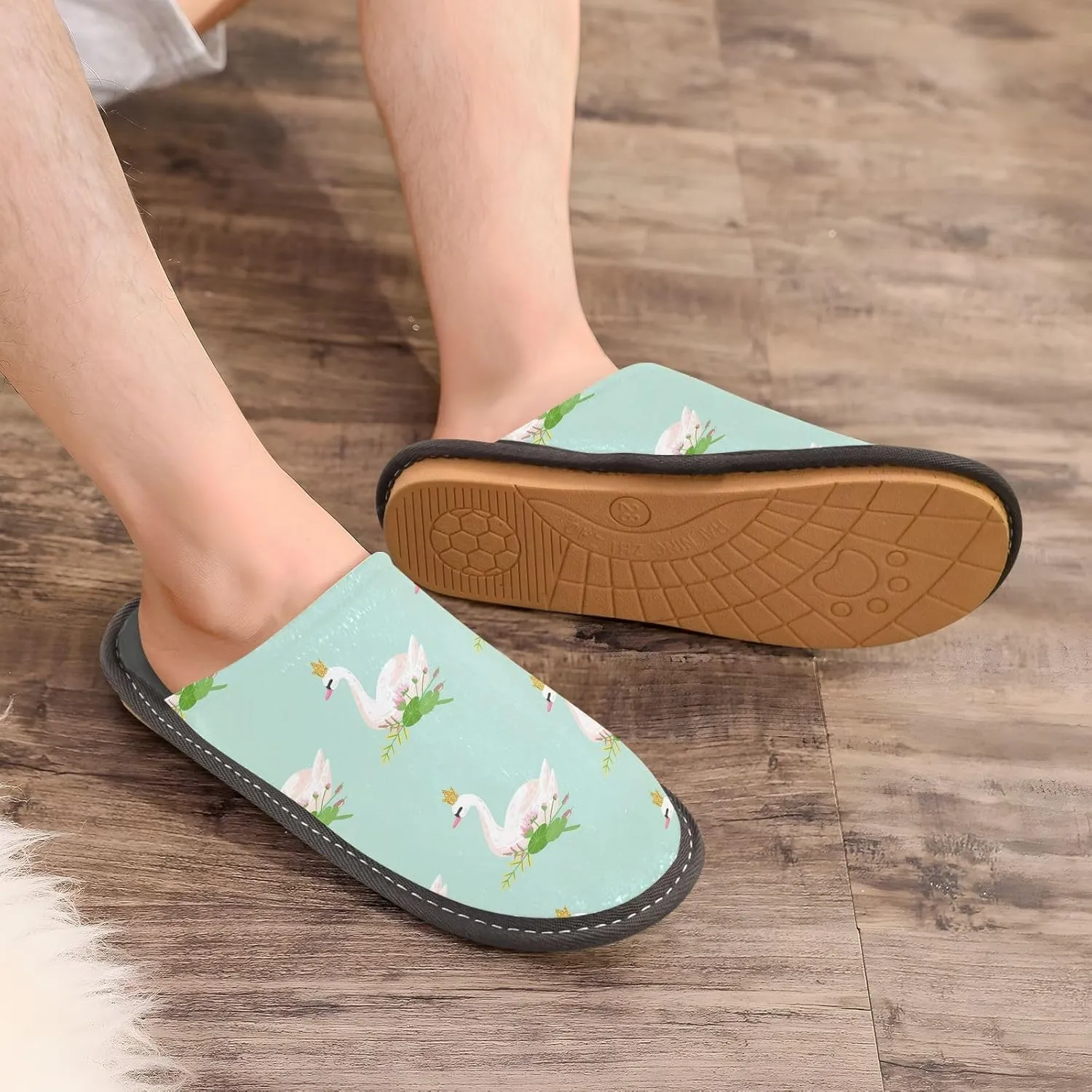 Unisex Fuzzy Foam Slippers Non-Skid Slip-on Soft Warm Sole Fleece Shoes 4-11