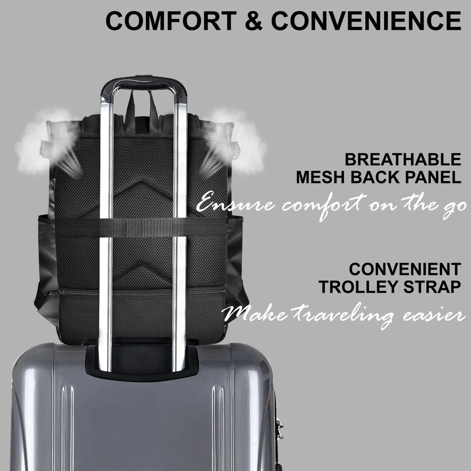 Unisex Laptop Tote Backpack Convertible Lightweight Durable Stylish Everyday Shoulder Tote bag Backpack with Water Bottle Pocket Work Travel, Black