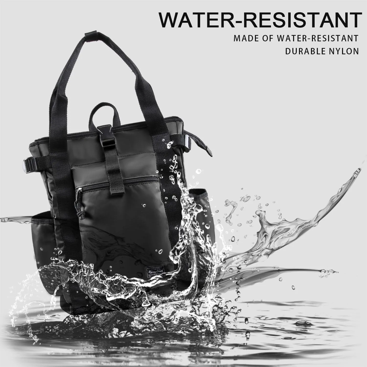 Unisex Laptop Tote Backpack Convertible Lightweight Durable Stylish Everyday Shoulder Tote bag Backpack with Water Bottle Pocket Work Travel, Black
