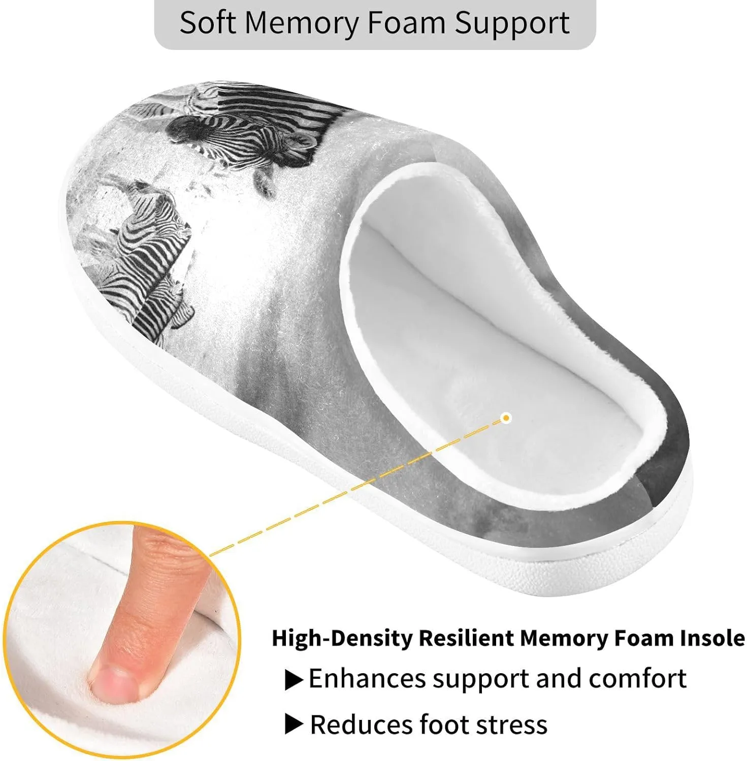 Unisex Memory Foam Slippers Non-Skid Slip-on Soft Warm Sole Fleece Shoes 6-17