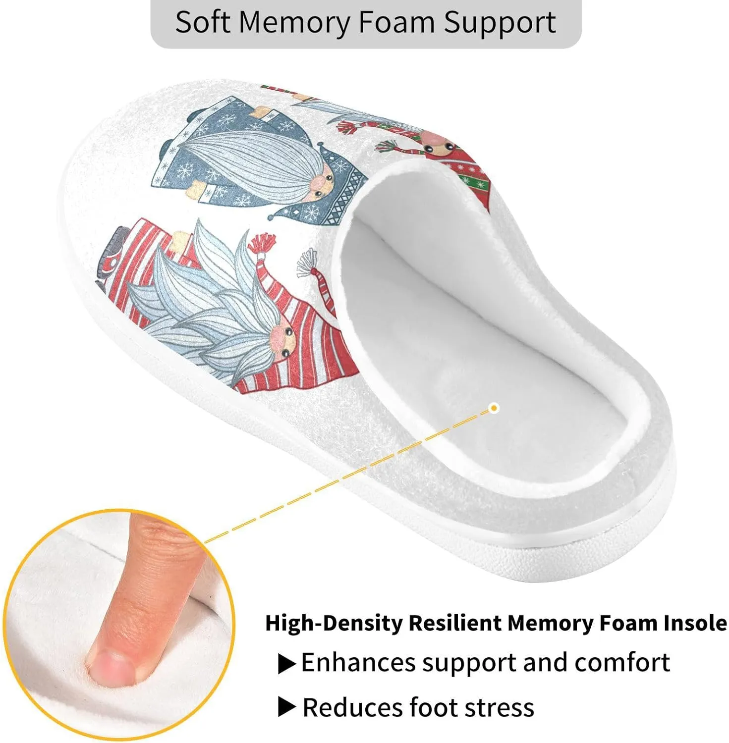 Unisex Memory Foam Slippers Non-Skid Slip-on Soft Warm Sole Fleece Shoes 6-17