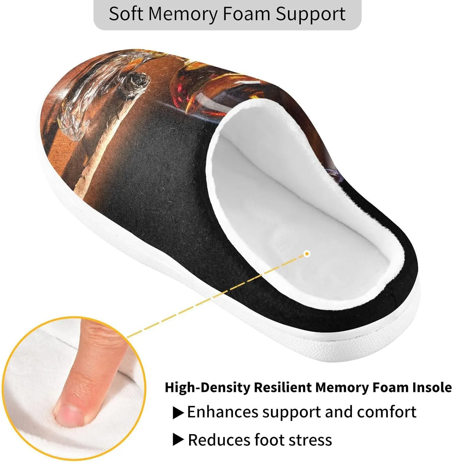 Unisex Memory Foam Slippers Non-Skid Slip-on Soft Warm Sole Fleece Shoes 6-17