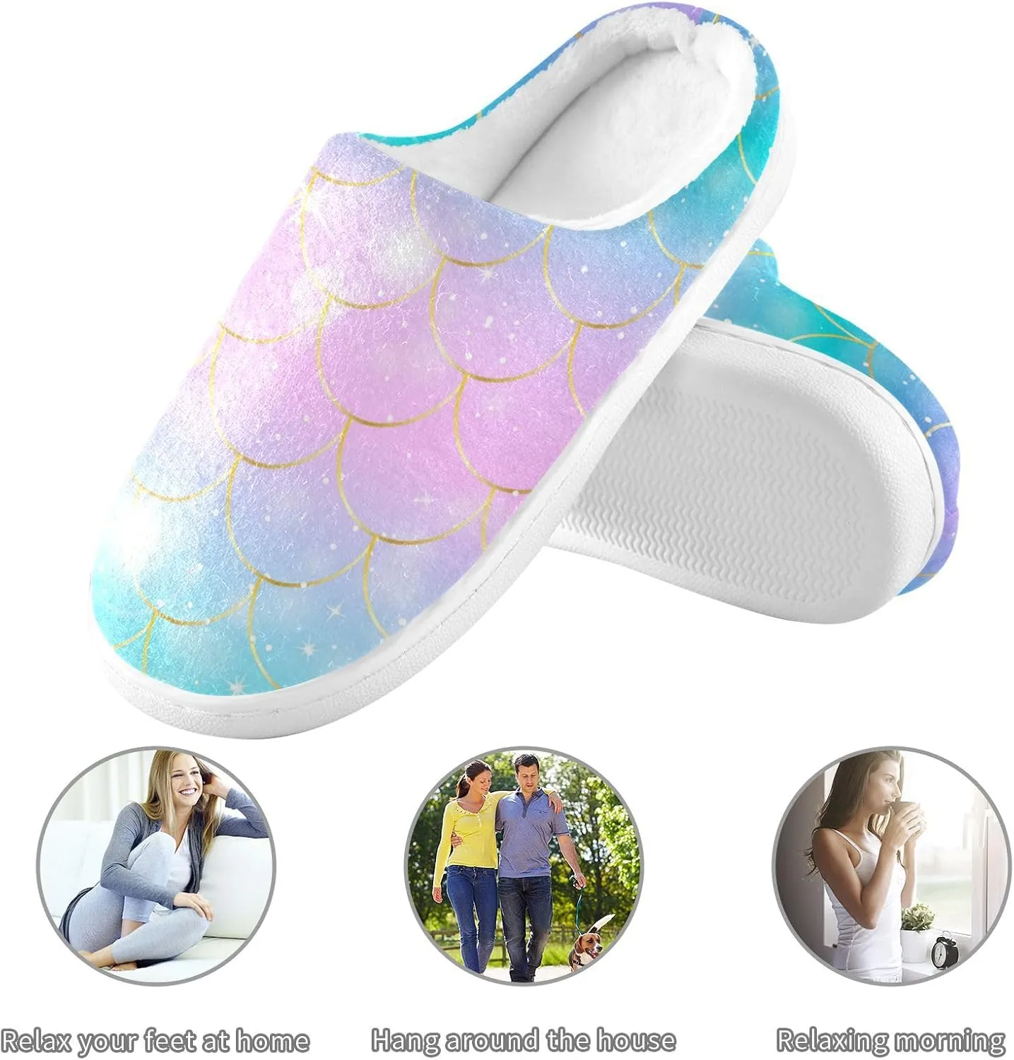 Unisex Memory Foam Slippers Non-Skid Slip-on Soft Warm Sole Fleece Shoes 6-17