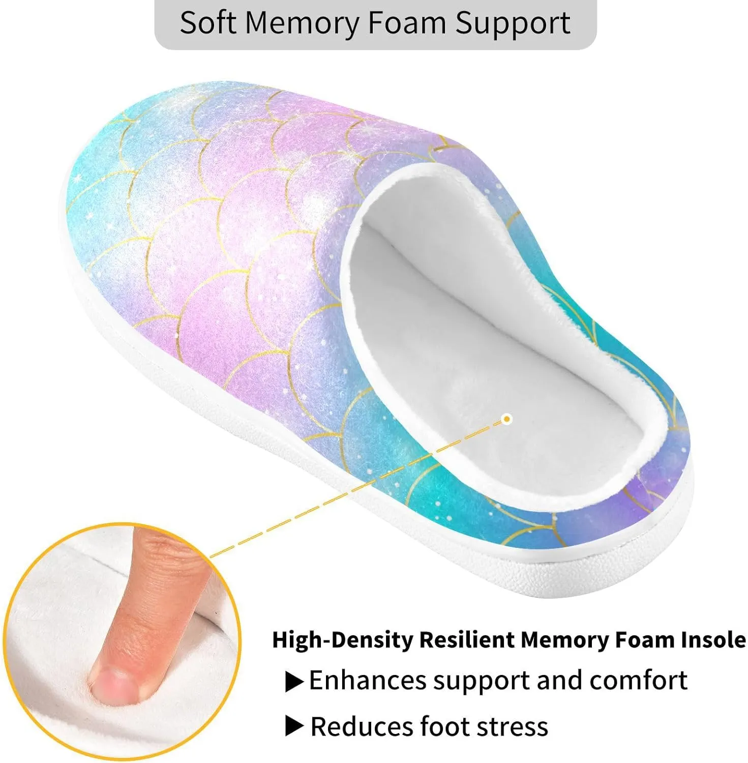 Unisex Memory Foam Slippers Non-Skid Slip-on Soft Warm Sole Fleece Shoes 6-17