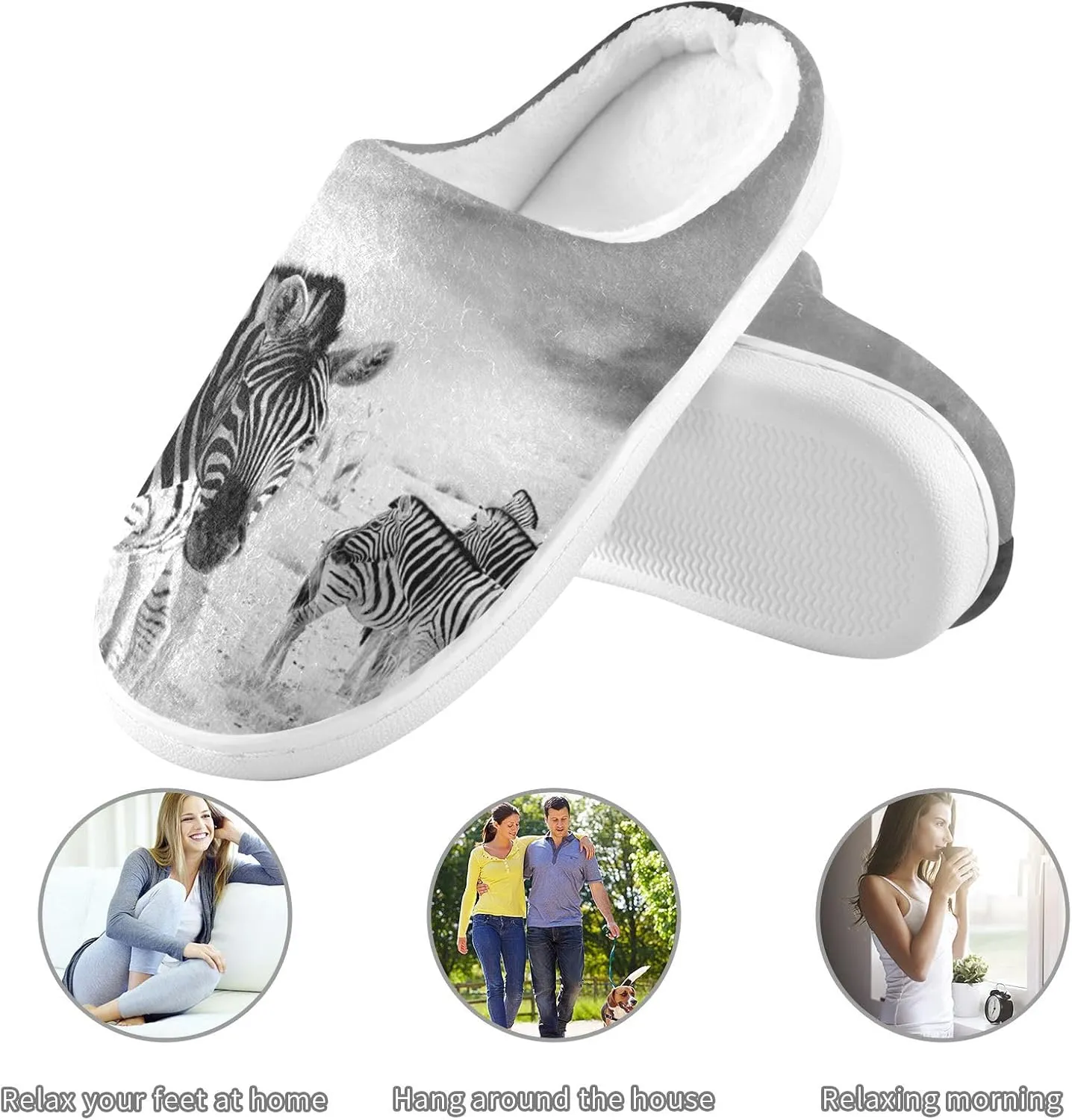 Unisex Memory Foam Slippers Non-Skid Slip-on Soft Warm Sole Fleece Shoes 6-17