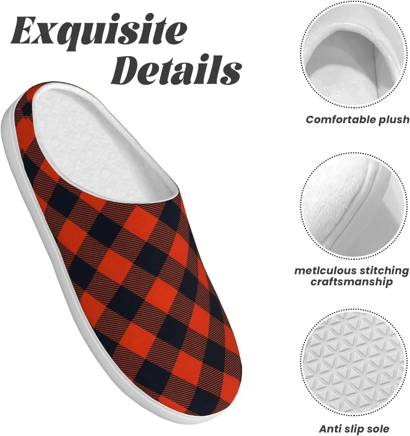 Unisex Warm Slippers Non-Slip Winter Fluffy Slippers Slip-On Plush Slippers Bedroom Slippers House Shoes For Men Women