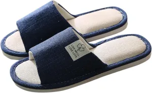 Unisex Winter Cotton Linen Slippers Open Toe Bedroom Slippers Soft Comfortable Casual Indoor Slip On Home Slippers