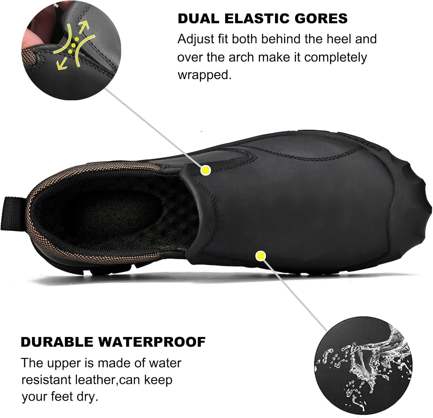 UPIShi Men's Waterproof Slip On Leather Hiking Outdoor Walking Casual Loafers Work Shoes