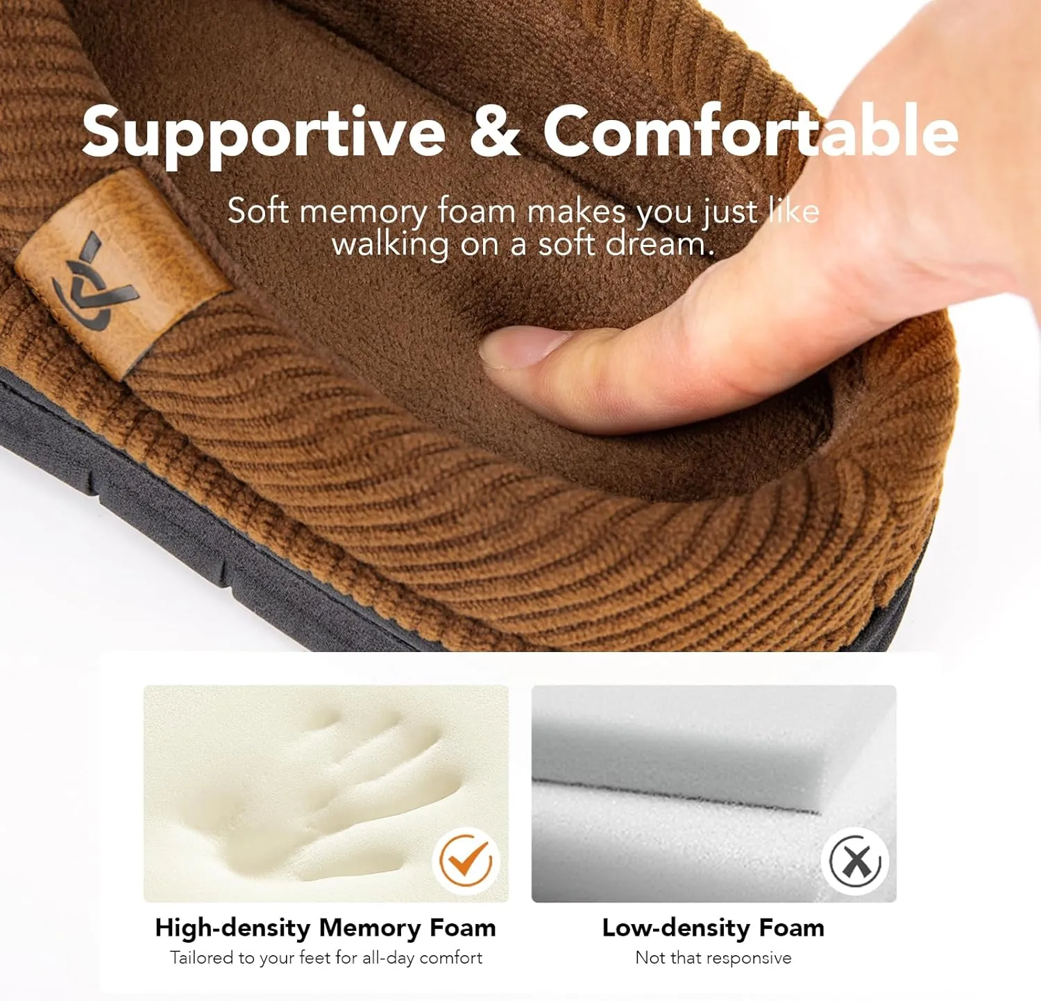 VeraCosy Men's Moccasin Slippers Comfy Soft Durable Slip-on Indoor Memory Foam House Shoes