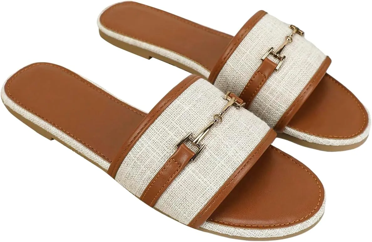 Verdusa Women's Open Toe Slides Single Band Slip On Flat Sandals Summer Shoes