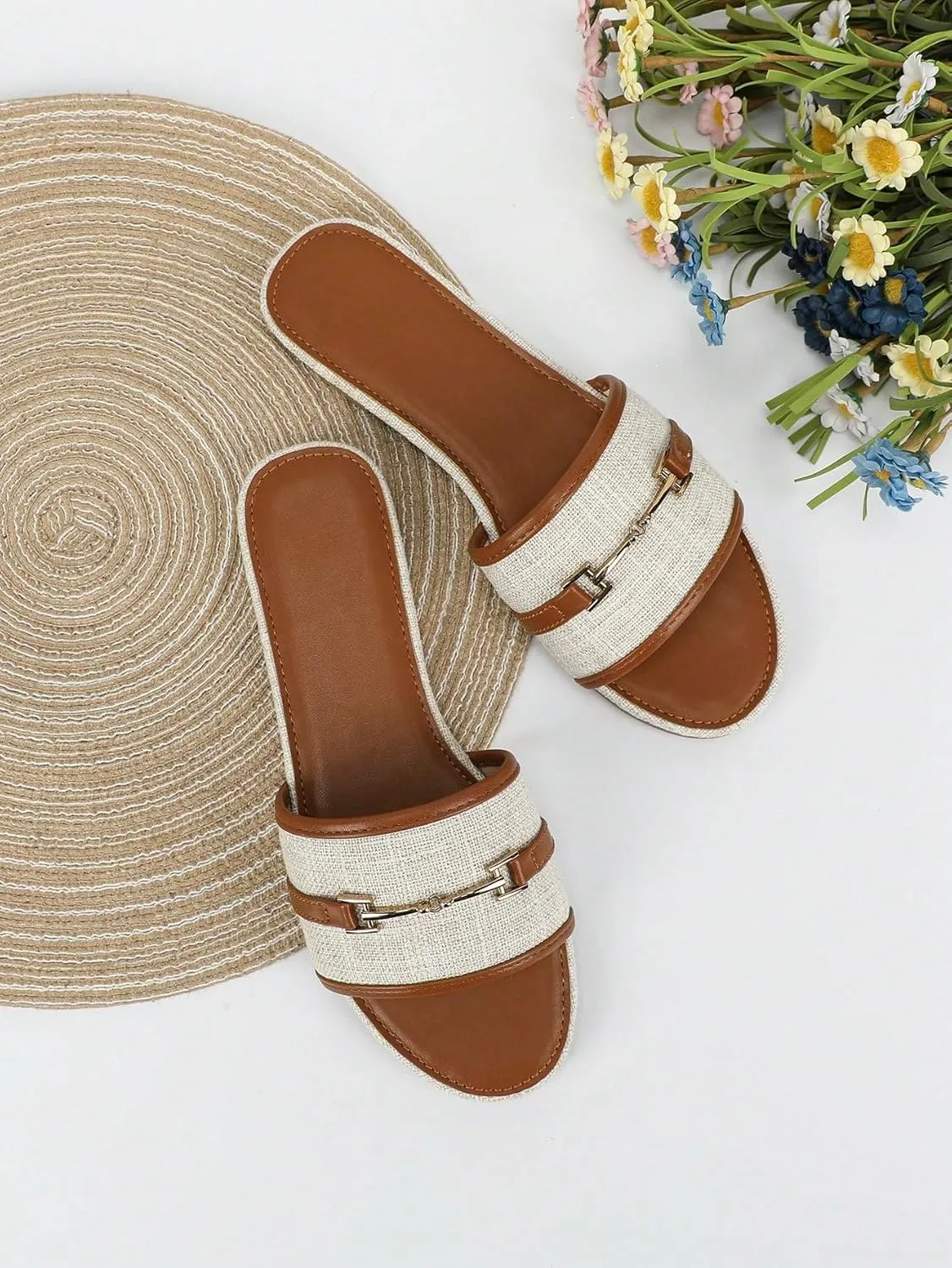 Verdusa Women's Open Toe Slides Single Band Slip On Flat Sandals Summer Shoes