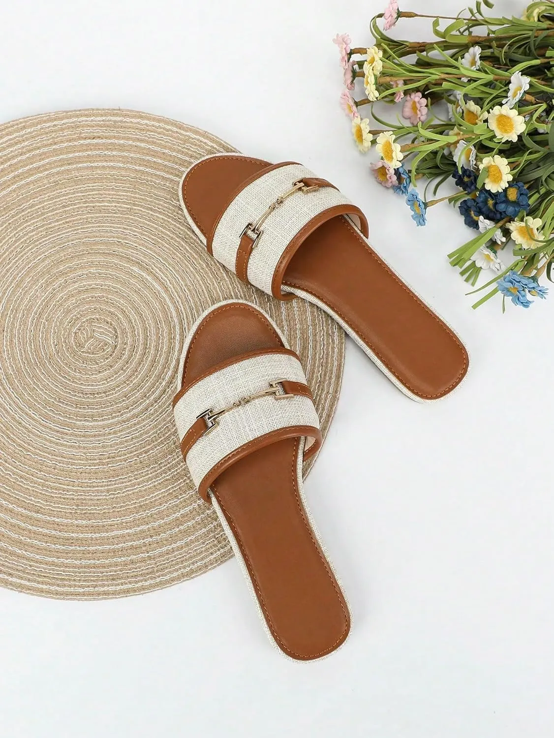 Verdusa Women's Open Toe Slides Single Band Slip On Flat Sandals Summer Shoes