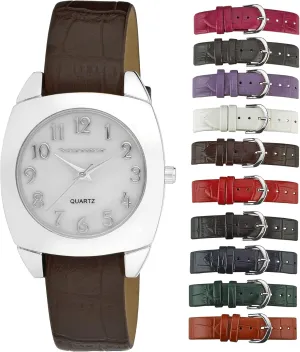 Vernier Women's Silver Case Mother of Pearl Dial 10 Strap Interchangeable Watch Set (VNR666572)