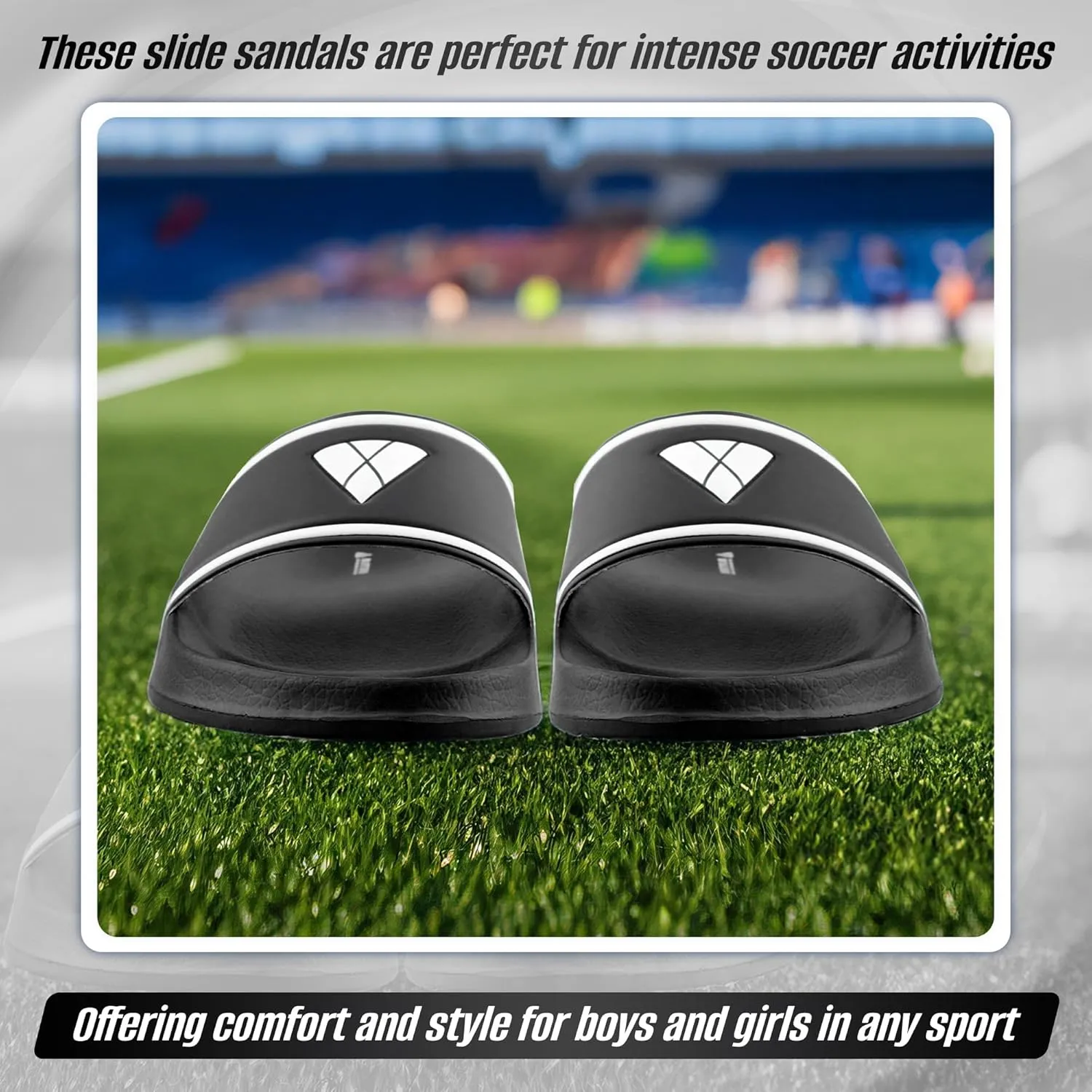 Vizari Adult Soccer Slide Sandals for Comfort and Convenience | Adult Sandals for Post-Game Recovery | Enjoy Casual Wear and Lightweight Feel with Men Flip Flops and Women Sandal