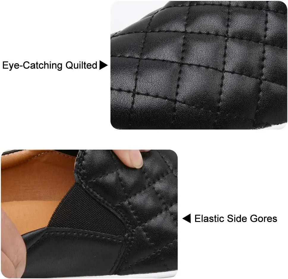 VOCNTVY Womens Loafers Comfort Casual Quilted Leather Slip On Sneakers