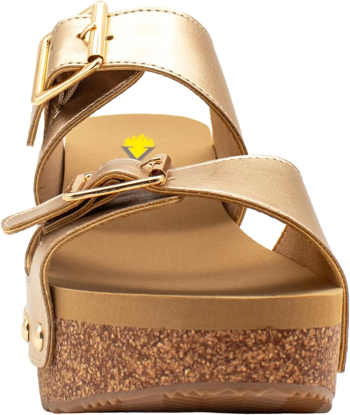VOLATILE Womens Gertrude Metallic Slide Casual Sandals Casual Mid Heel 2-3" - Gold