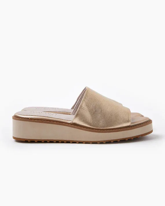 Walnut - Jac Leather Slide - Platinum