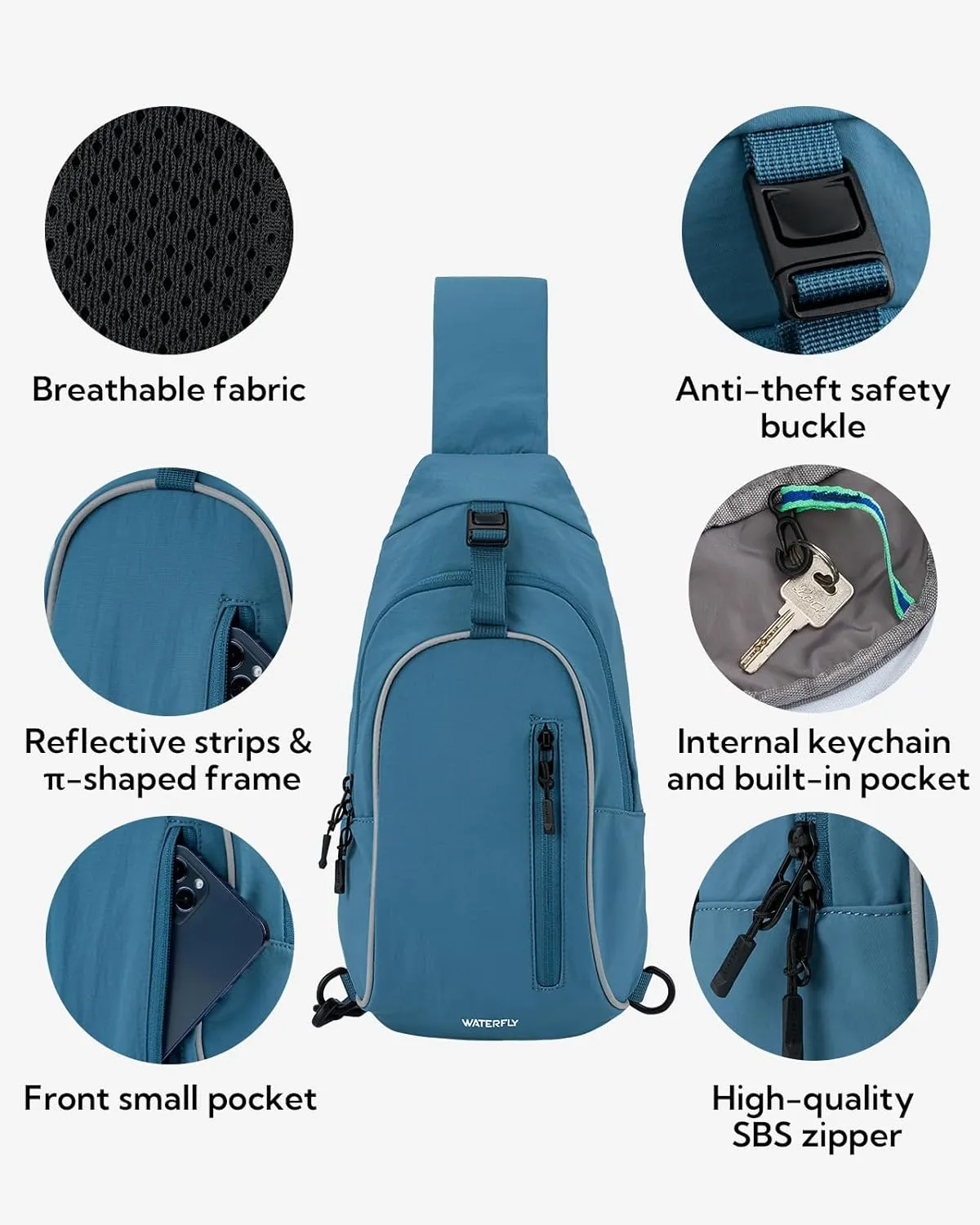 WATERFLY Crossbody Sling Backpack Sling Bag: Small and Stylish Design for Hiking Travel and Everyday Use