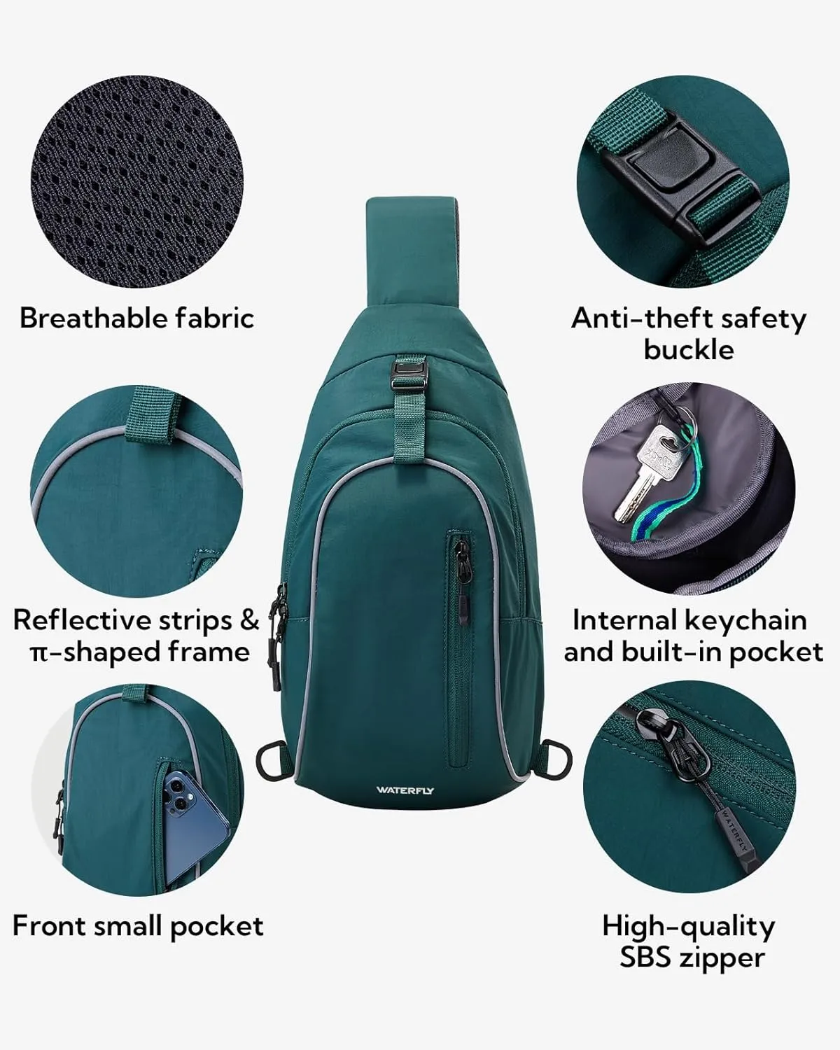 WATERFLY Crossbody Sling Backpack Sling Bag: Small and Stylish Design for Hiking Travel and Everyday Use