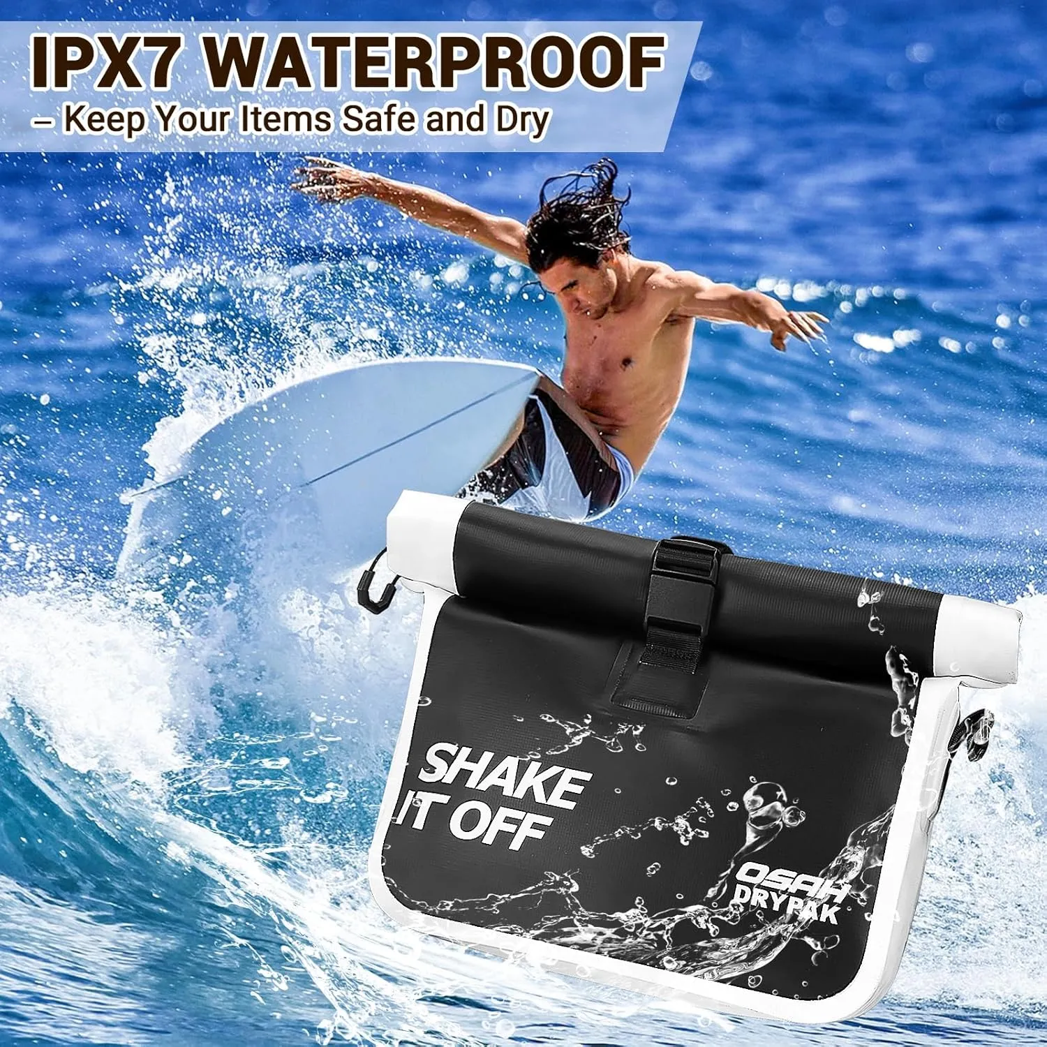 Waterproof Bag, Waterproof Shoulder Bag, Airtight Dry bag, Floating Waterproof Pouch with Adjustable Strap, Waterproof Bag for Kayaking, Swimming, Snorkeling, Boating