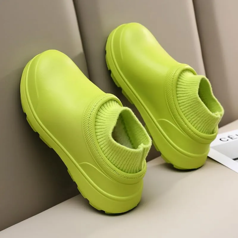 Waterproof cotton slippers for women in winter indoor home furnishing warm outdoor non-slip cotton shoes for men in winter
