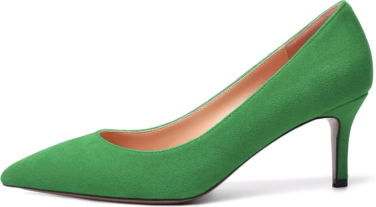 WAYDERNS Womens Pointed Toe Suede Solid Slip On Wedding Dress Stiletto Mid Heel Pumps Shoes 2.5 Inch