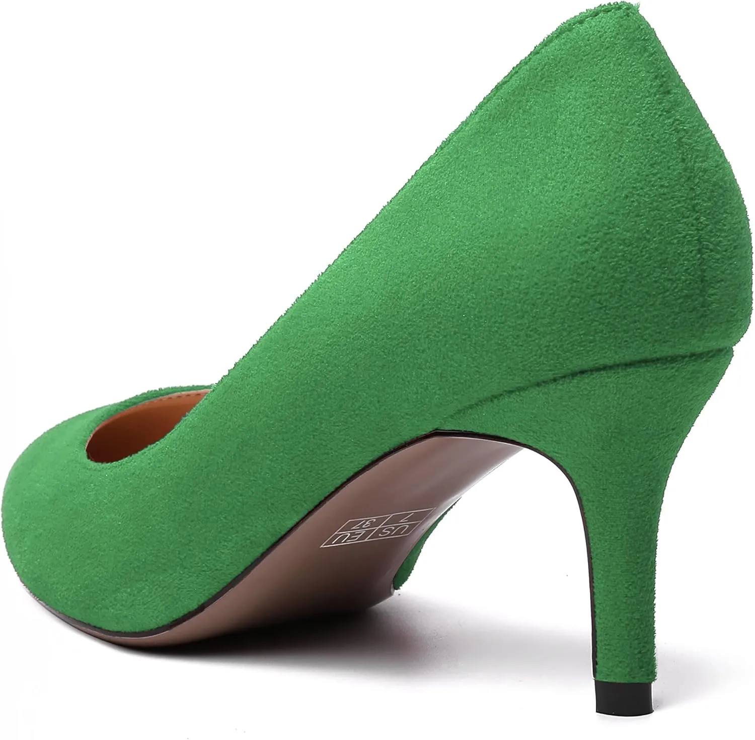 WAYDERNS Womens Pointed Toe Suede Solid Slip On Wedding Dress Stiletto Mid Heel Pumps Shoes 2.5 Inch