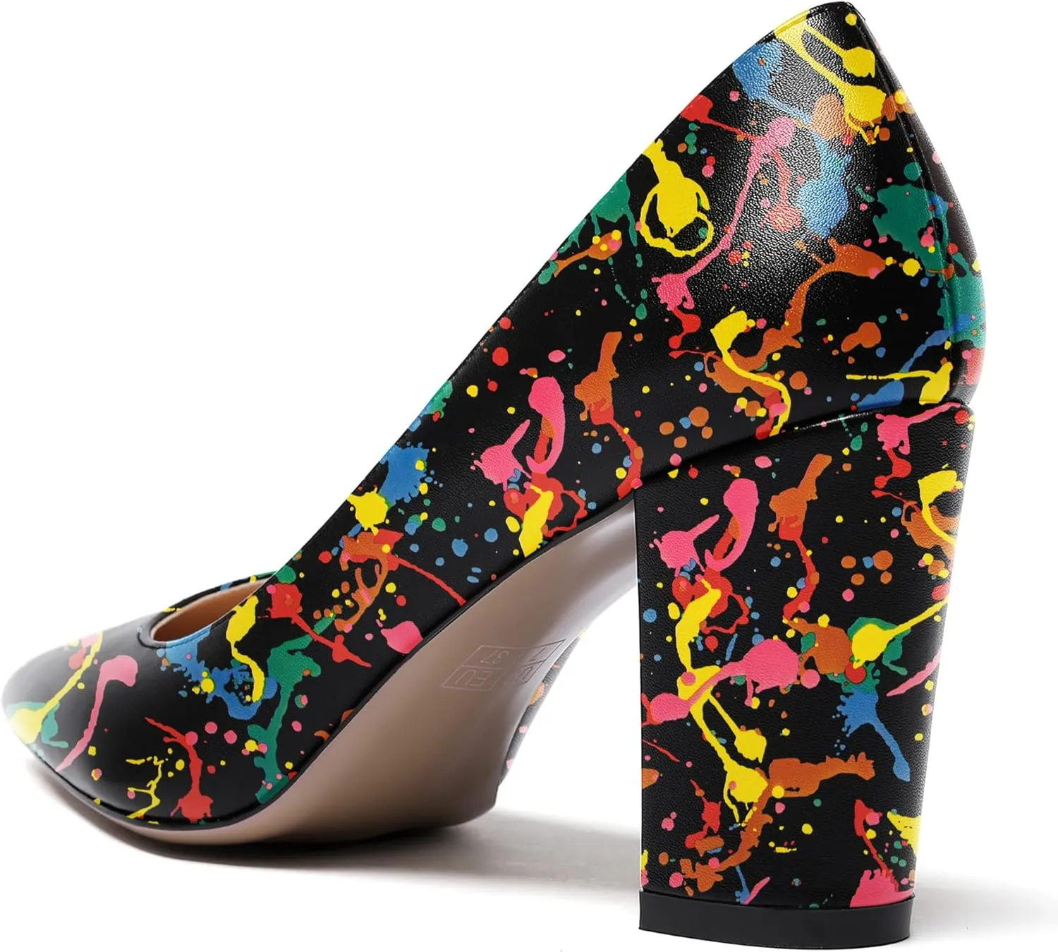 WAYDERNS Women's Slip On Matte Pointed Toe Block High Heel Pumps Shoes 3.5 Inch