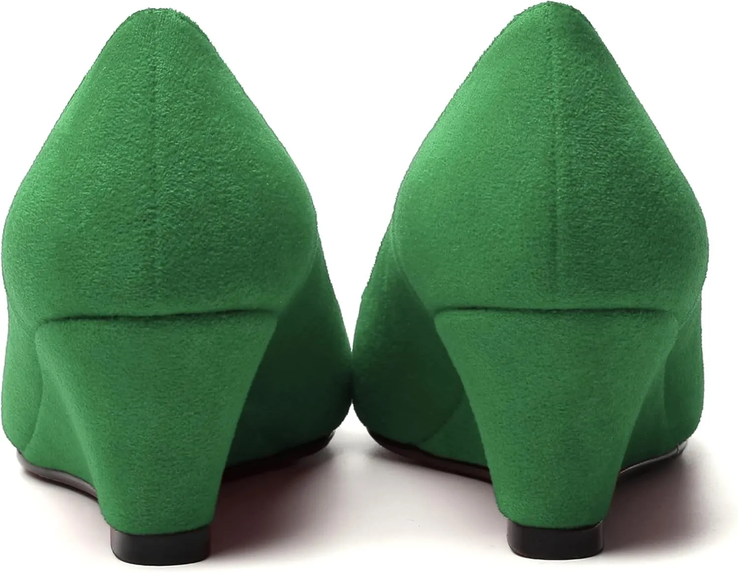 WAYDERNS Womens Solid Round Toe Dating Suede Casual Slip On Wedge Low Heel Pumps Shoes 2 Inch