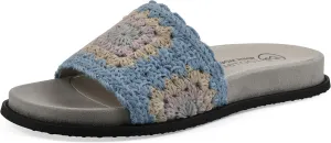 WHITE MOUNTAIN Women's Maxim Macrame Slide Sandal, Dusty Teal/Lavender/Mult/Fab, 7.5 M