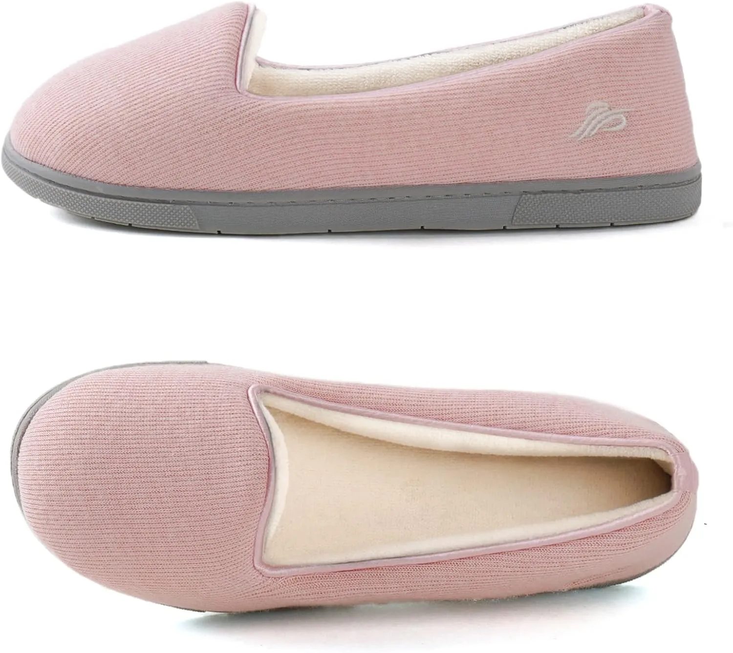 Wishcotton Women's Comfy Memory Foam ballerina House shoes, Women's Lightweight Loafer Slippers with Closed Back Indoor Outdoor