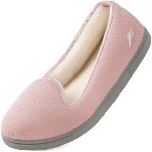 Wishcotton Women's Comfy Memory Foam ballerina House shoes, Women's Lightweight Loafer Slippers with Closed Back Indoor Outdoor