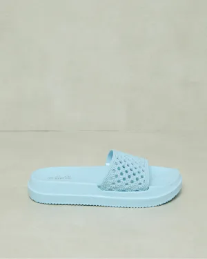 Women Blue Textured Slide