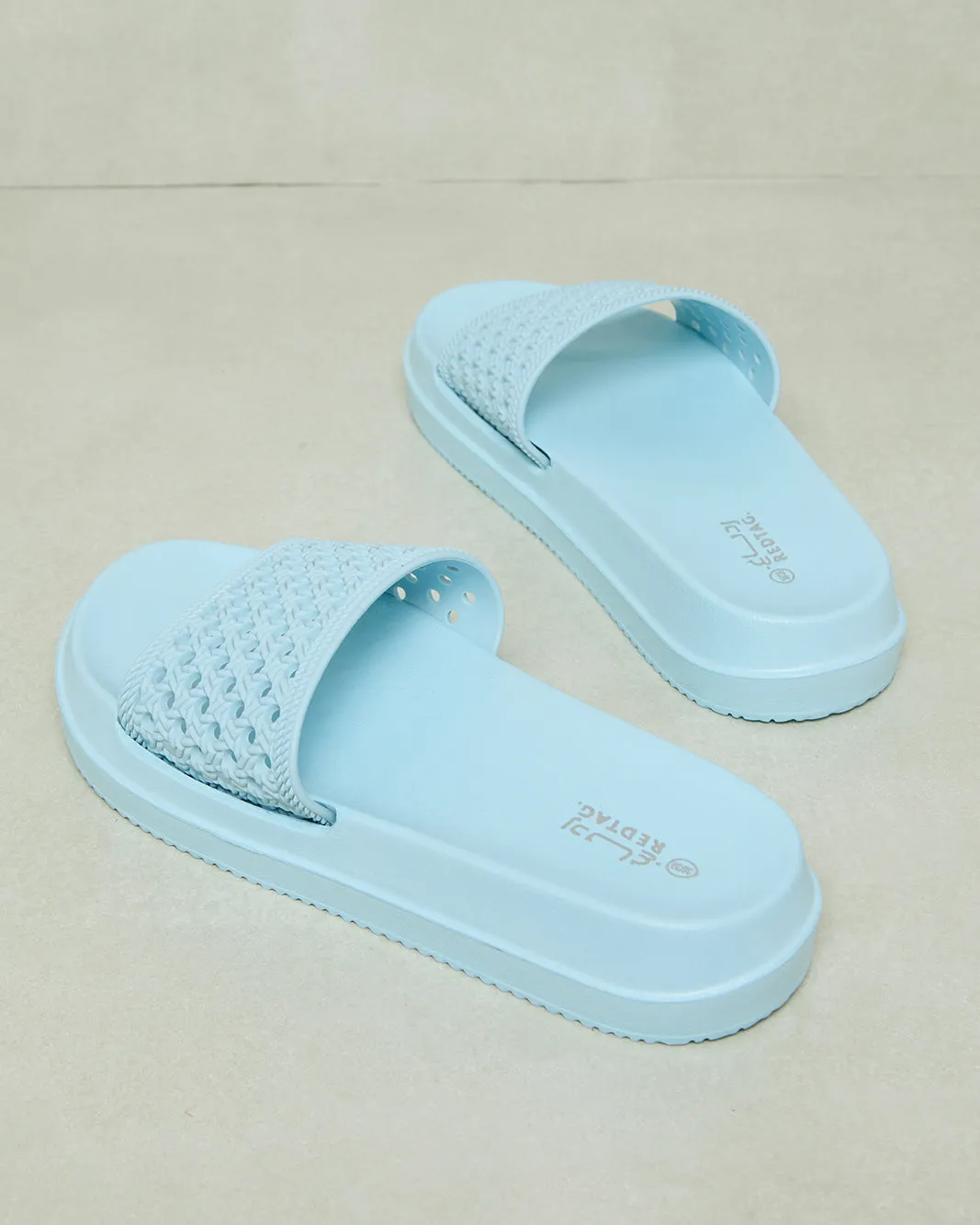 Women Blue Textured Slide