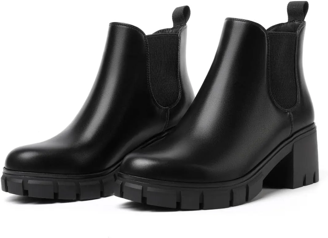 Women Chelsea Boots Comfortable Lug Sole Slip On Ankle Booties