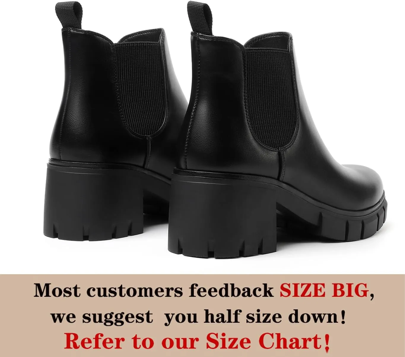 Women Chelsea Boots Comfortable Lug Sole Slip On Ankle Booties